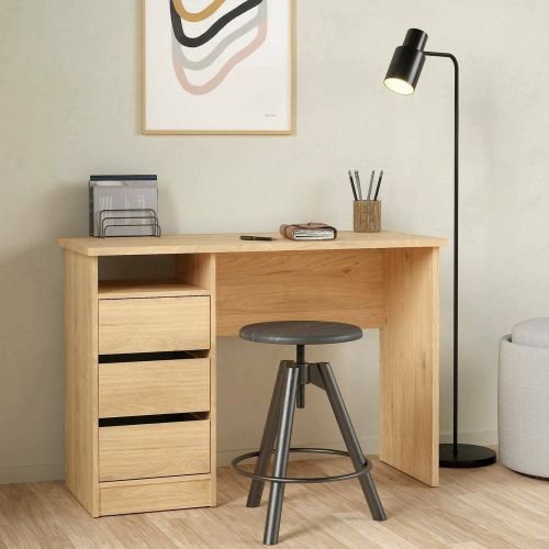 Scrivania lineare rovere 110x48cm con 3 cassetti - Huaning