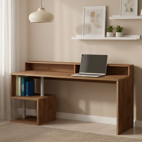 Scrivania lineare rovere 180x60cm con supporto computer - Arre