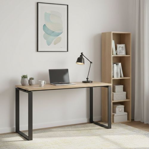 Scrivania lineare rovere e grigia 150x60cm - Arignano