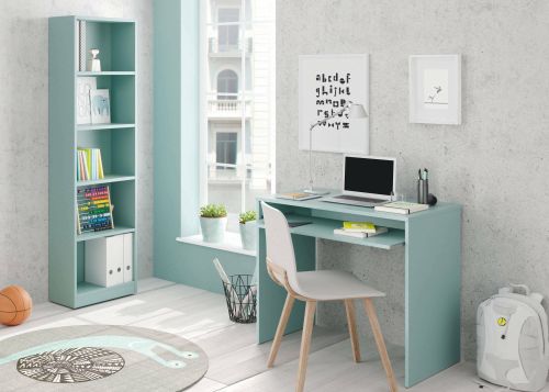 Scrivania lineare verde acqua 79x54cm con supporto computer - Ajeje