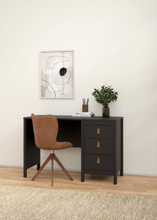 Scrivania Marine, Scrittoio multiuso, Tavolo per ufficio porta PC, Piano di lavoro, 48x120 h77 cm, Nero