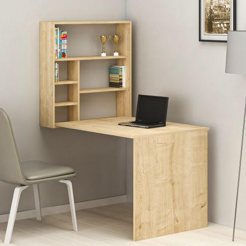 Scrivania Marrone 5 Ripiani 6 Vani 59x90x74h cm, con Libreria - Veglio