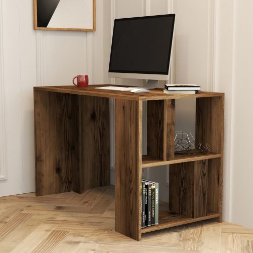 Scrivania Marrone Noce 3 Ripiani 4 Vani 120x60x75h cm, Colore Ripiano Marrone - Corfinio