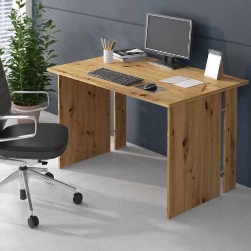 Scrivania Marrone Rovere Modulabile Fori Passacavi 119x78.2x75h cm, Colore Ripiano Marrone - Ullano