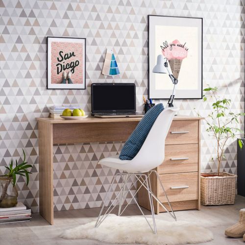 Scrivania Marrone Rovere un Ripiano 3 Cassetti 121x50x74.5h cm, Maniglie Incluse - Rifiano