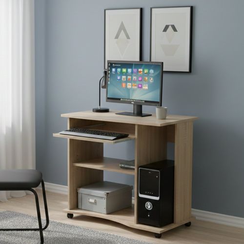 Scrivania Marrone un Cassetto un Vano 80x50x75h cm, Supporto pc - Mezzo