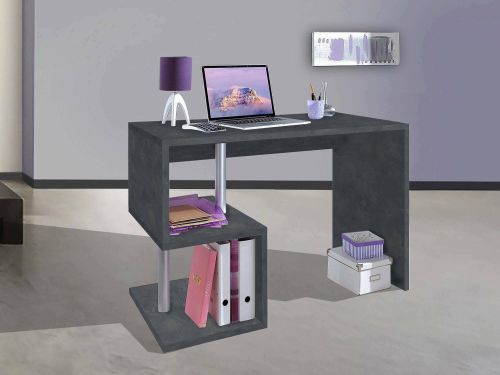 Scrivania Massimo, Scrittoio lineare porta PC, Tavolo multiuso per ufficio, Scrivania salvaspazio multiposizione, 100% Made in Italy, cm 100x50h78, Ardesia