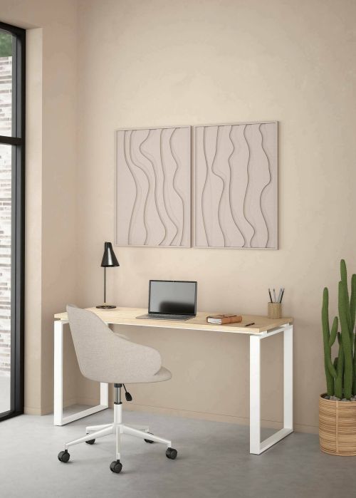Scrivania Michele, Scrittoio multiuso, Tavolo per ufficio porta PC, Piano di lavoro, 60x150 h76 cm, Rovere e Bianco