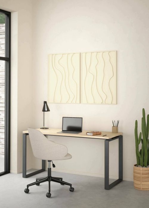 Scrivania Michele, Scrittoio multiuso, Tavolo per ufficio porta PC, Piano di lavoro, 60x150 h76 cm, Rovere e Grigio