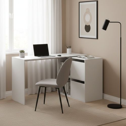 Scrivania modulabile bianca 152x49cm con libreria - Ascona