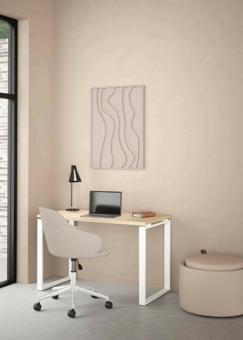 Scrivania Muriel, Scrittoio multiuso, Tavolo per ufficio porta PC, Piano di lavoro, 60x120 h76 cm, Rovere e Bianco