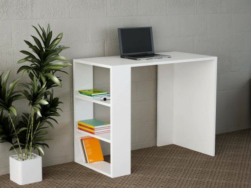 Scrivania Nembus, Scrittoio multiuso, Tavolo per ufficio porta PC, Piano di lavoro, 90x40 h74 cm, Bianco