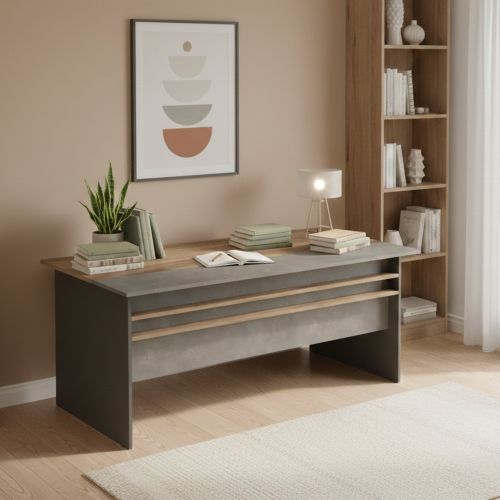 Scrivania No marrone e grigia 180x89cm - Cecima