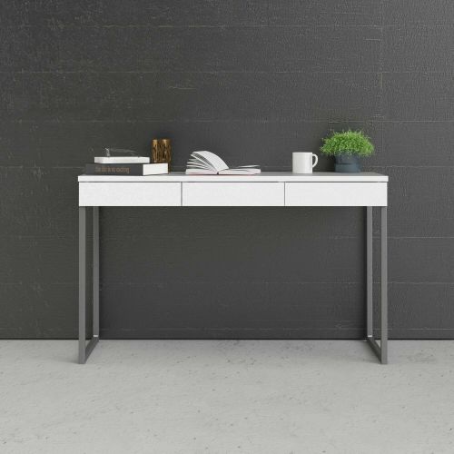 Scrivania Pascale, Scrittoio multiuso, Tavolo per ufficio porta PC, Piano di lavoro, 126x52 h77 cm, Bianco