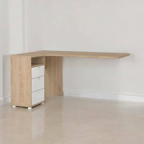 Scrivania Pinot, Scrittoio multiuso, Tavolo per ufficio porta PC, Piano di lavoro, 100x150 h76 cm, Rovere e Bianco