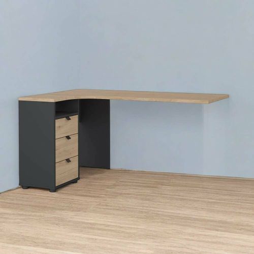 Scrivania Pinot, Scrittoio multiuso, Tavolo per ufficio porta PC, Piano di lavoro, 100x150 h76 cm, Rovere e Grigio