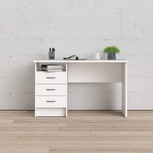 Scrivania Priscille, Scrittoio multiuso, Tavolo per ufficio porta PC, Piano di lavoro, 120x48 h72 cm, Bianco
