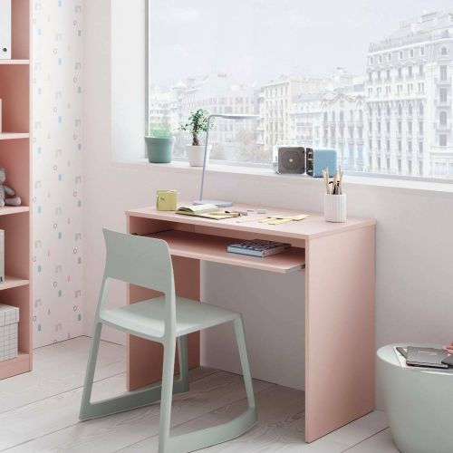 Scrivania Rosa un Ripiano Materiale Piano in Legno Nobilitato 90x54x79h cm, Colore Ripiano Rosa - Ajeje