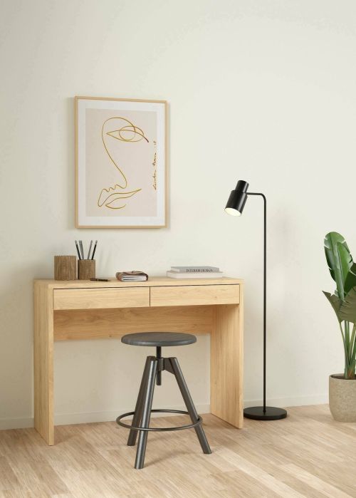 Scrivania Sabra, Scrittoio multiuso, Tavolo per ufficio porta PC, Piano di lavoro, 40x100 h77 cm, Rovere