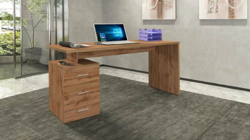 Scrivania Siro, Scrittoio lineare, Scrivania ufficio multiuso, Scrivania salvaspazio multi posizione, 160x60h75 cm, Rovere