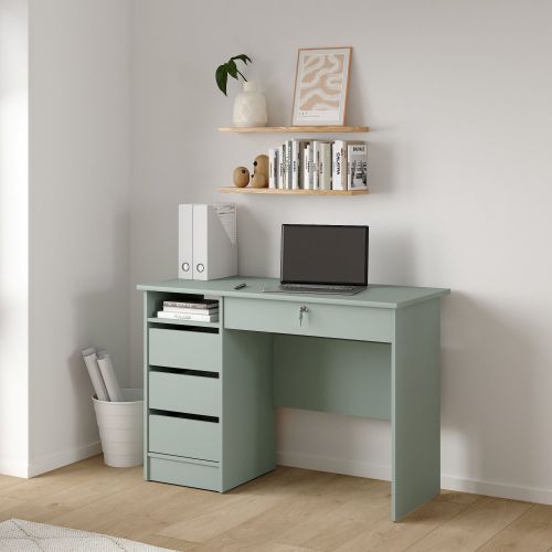 Scrivania Verde Salvia un Ripiano 4 Cassetti 109x49x76h cm, un Vano - Franklin
