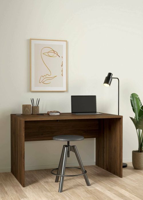 Scrivania Vianne, Scrittoio multiuso, Tavolo per ufficio porta PC, Piano di lavoro, 75x120 h74 cm, Noce