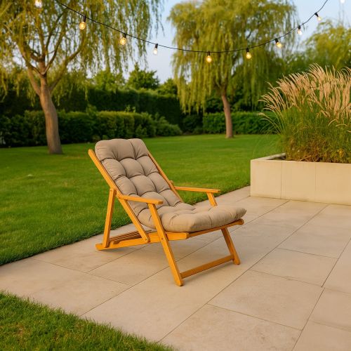 Sdraio pieghevole imbottita beige in legno Marrone rovere - Stintino