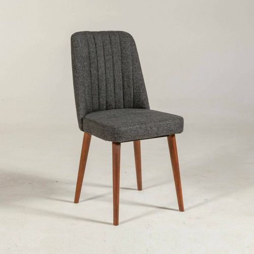 Sedia Alzirr, Seduta in tessuto, Sedia imbottita, Poltrona con braccioli, 47x46h89 cm, Noce e Antracite