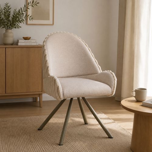 Sedia Bianco Crema Beige 2 Sedie Imbottito, Sfumatura Colore Struttura Crema - Kinna