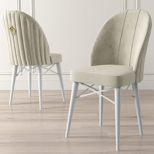 Sedia Bianco Crema Bianco 6 Sedie Imbottito, Peso Supportato 120 kg - Perillis