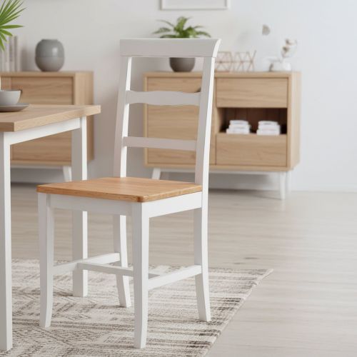 Sedia Bianco una Sedia Materiale Struttura in Legno, Colore Seduta Marrone - Attanasio