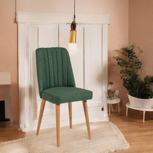 Sedia Cheleb, Seduta indoor, Sedia imbottita, Poltrona multiuso, 47x46 h89 cm, Quercia e Verde