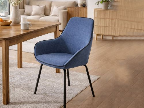 Sedia comfort imbottita in tessuto blu - Arpaia