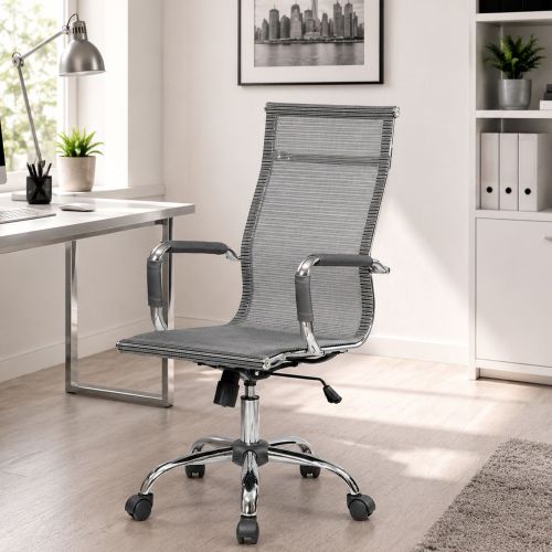 Sedia con Ruote Grigio Regolabile Imbottito, 5 Ruote - Traversone