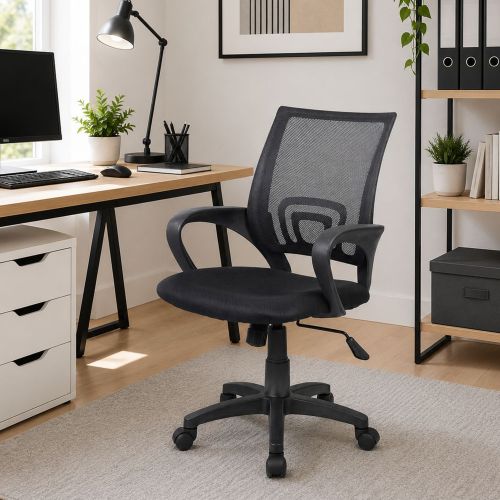 Sedia con ruote imbottita in tessuto nera - Reticolo