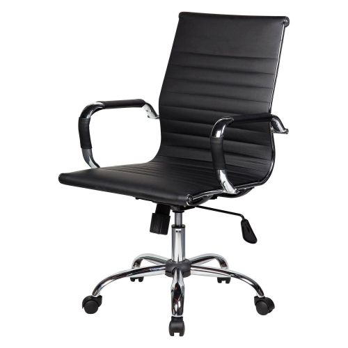 Sedia con Ruote Nero Regolabile Imbottito, 5 Ruote - Georgg
