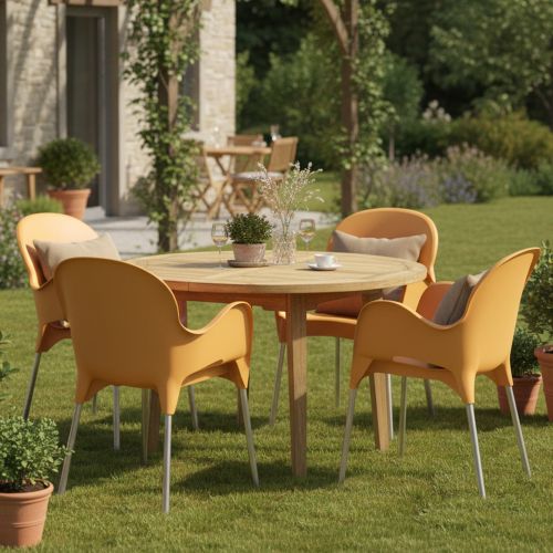 Sedia da Esterno Arancione 4 Sedie Impilabile, Braccioli Made in Italy - Raimund