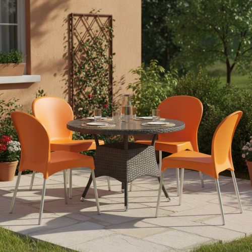 Sedia da Esterno Arancione 4 Sedie Impilabile, Peso Supportato 120 kg Made in Italy - Eclectic