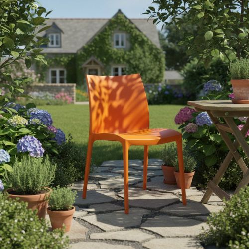 Sedia da Esterno Arancione una Sedia Impilabile, Peso Supportato 120 kg Made in Italy - Grover