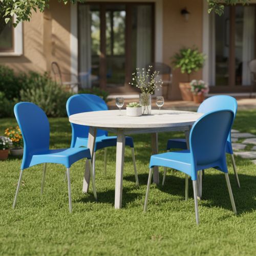 Sedia da Esterno Azzurro 4 Sedie Impilabile, Peso Supportato 120 kg Made in Italy - Eclectic