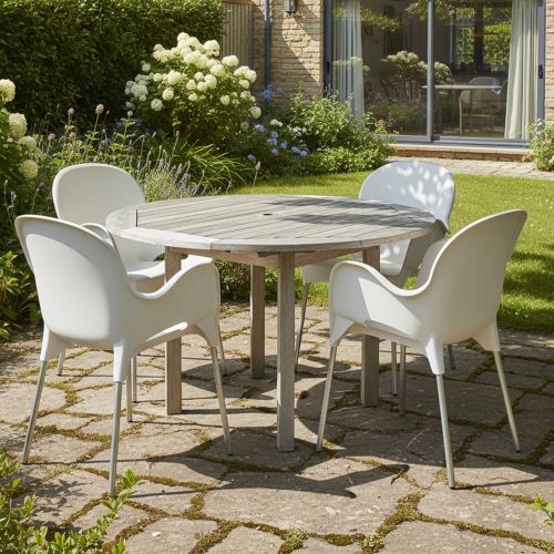 Sedia da Esterno Beige 4 Sedie Impilabile, Braccioli Made in Italy - Raimund