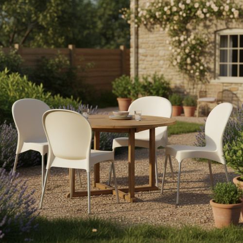 Sedia da Esterno Beige 4 Sedie Impilabile, Peso Supportato 120 kg Made in Italy - Eclectic