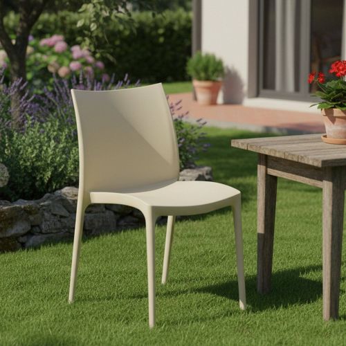 Sedia da Esterno Beige una Sedia Impilabile, Peso Supportato 120 kg Made in Italy - Grover