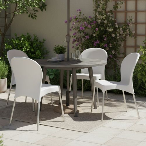 Sedia da Esterno Bianco 4 Sedie Impilabile, Peso Supportato 120 kg Made in Italy - Eclectic