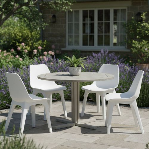 Sedia da Esterno Bianco 4 Sedie Peso Supportato 120 kg, Colore Seduta Bianco Made in Italy - Montivilla