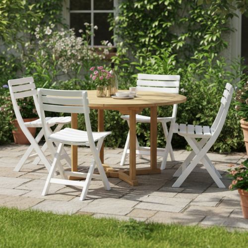 Sedia da Esterno Bianco 4 Sedie Pieghevole, Peso Supportato 120 kg Made in Italy - Jennie