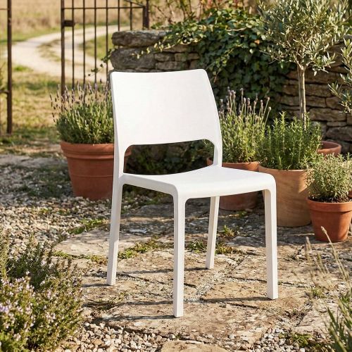 Sedia da Esterno Bianco una Sedia Impilabile, Peso Supportato 120 kg - Cereseto