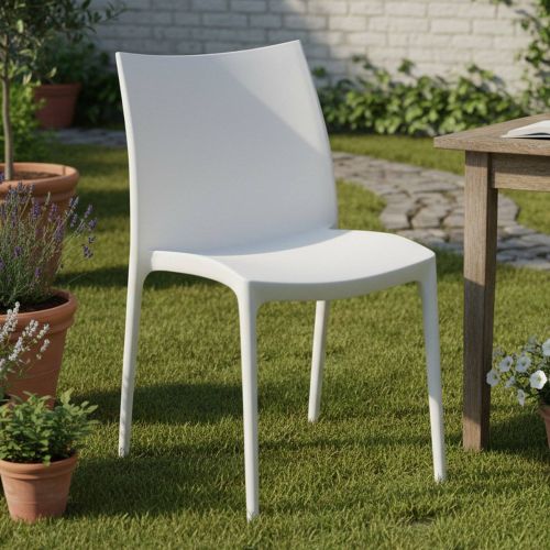 Sedia da Esterno Bianco una Sedia Impilabile, Peso Supportato 120 kg Made in Italy - Grover