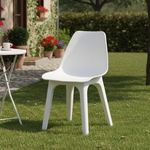 Sedia da Esterno Bianco una Sedia Peso Supportato 120 kg, Colore Seduta Bianco Made in Italy - Montivilla