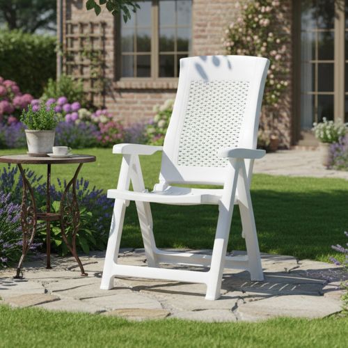 Sedia da Esterno Bianco una Sedia Schienale Reclinabile, Multiposizione Made in Italy - Alburni